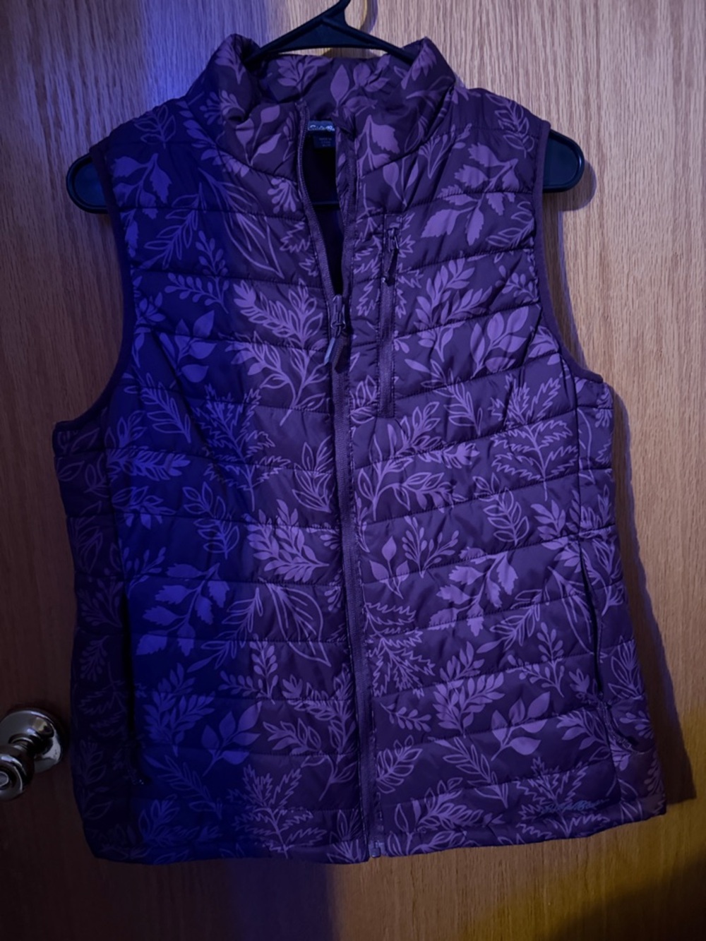 Eddie Bauer Purple Floral Quilted Puffer Vest